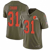 Youth Nike Browns 31 Nick Chubb Olive Salute to Service Limited Jersey Dyin